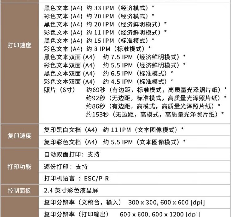 爱普生 EPSON L6279商用墨仓式彩色无线多功能一体机 家用办公